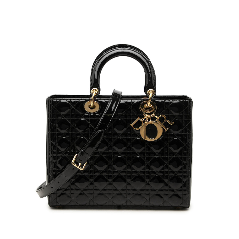 Pre-Loved Dior Large Patent Cannage Lady Dior